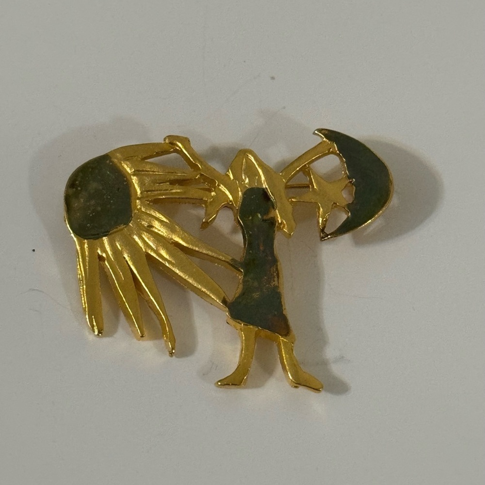 Art Deco Style Celestial Brooch -vintage Jonette Jewelry- Whimsical - Picture 3 of 3